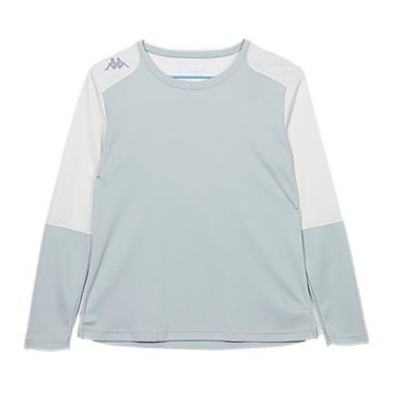 KAPPA義大利 時尚吸濕排汗女生長袖圓領衫米白 淺灰綠 351Y18WW7Q