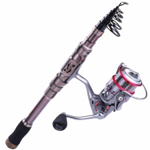 Sougayilang Spinning Fishing Rod Reel CombosPortable Telescopic Fishing Pole121 Ultra Smooth Spinning reels for Travel Sal