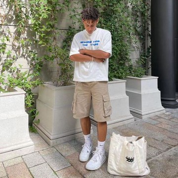 美式復古oversize簡約字母白色短袖t恤男夏歐美高街嘻哈寬松上衣