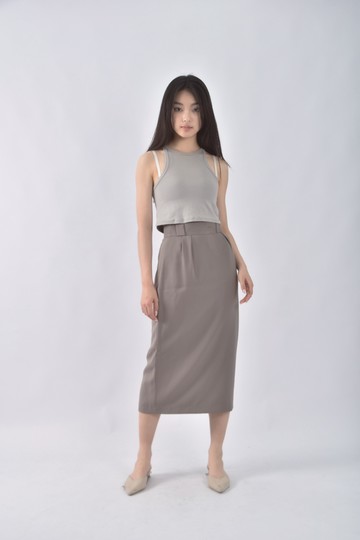 (S) aggie grey s簡約綠色長裙