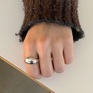 純銀 925 I 粗獷波浪圓頂戒指