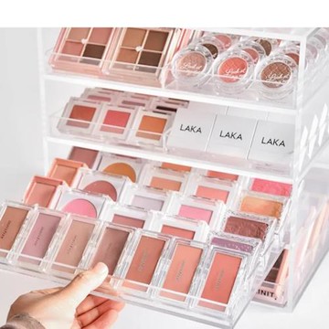 網紅同款亞克力抽屜眼影盤收納柜梳妝臺粉餅氣墊化妝品收納置物架