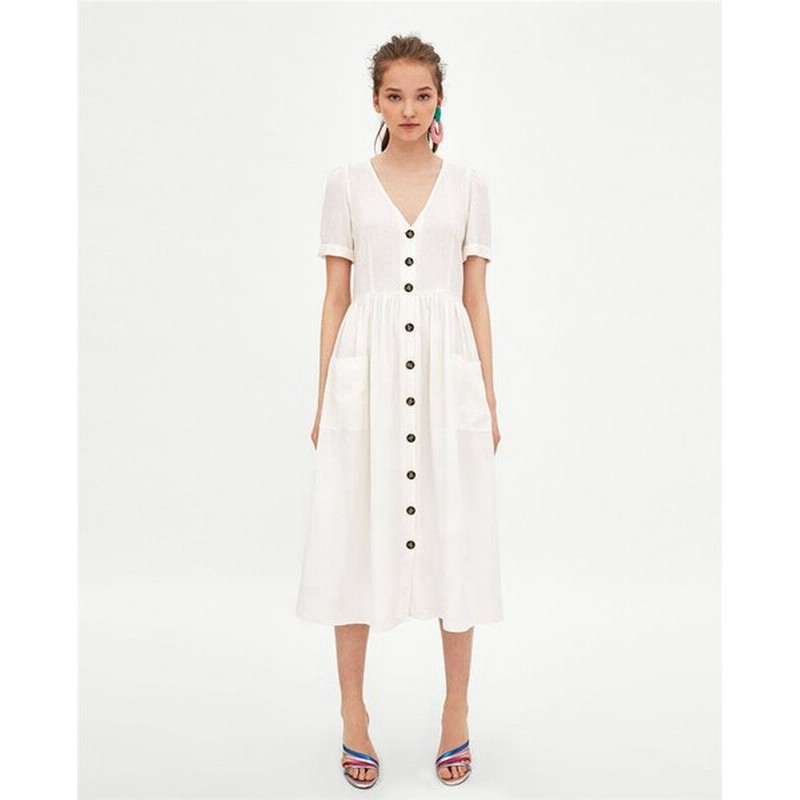 ワンピース 夏トレンド リネン ロングワンピース シンプル 白 着痩せ さっぱり おしゃれ コットン 綿 麻 通販 Lineポイント最大0 5 Get Lineショッピング