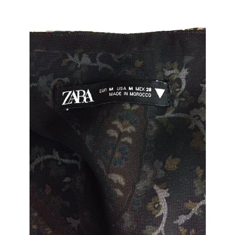 ザラ ZARA ワンピースレディース M ペイズリープリント サテンロング