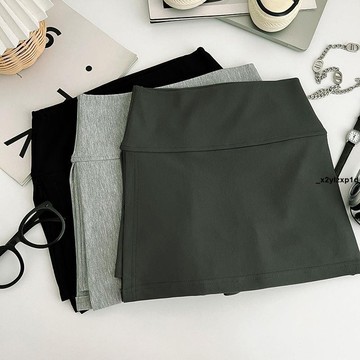半身裙 A字裙 短裙 辣妹休閑百搭側開叉純棉半身裙高腰顯瘦防走光運動短裙包臀裙女