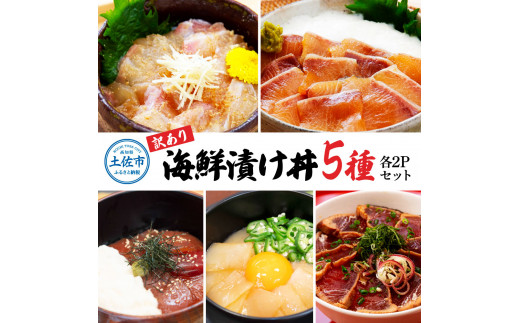 訳あり海鮮漬け丼（5種×各2P）セット 漬け丼 まぐろ イカ ぶり 鯛 タイ カツオのタタキ 鰹タタキ 食べ比べ 海鮮 魚 冷凍 食品 保存食 小分け 高知 土佐 海鮮丼 鯛めし 漬け丼 惣菜 そうざい 訳アリ わけあり 不揃い 規格外 故郷納税 10000円 返礼品