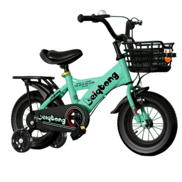 三輪 四輪車 YUCN 裕川 童車 12寸高配綠色/白色+閃光輔助輪+後座 3-10歲男女中大童自行車 閃光輪帶後座護網