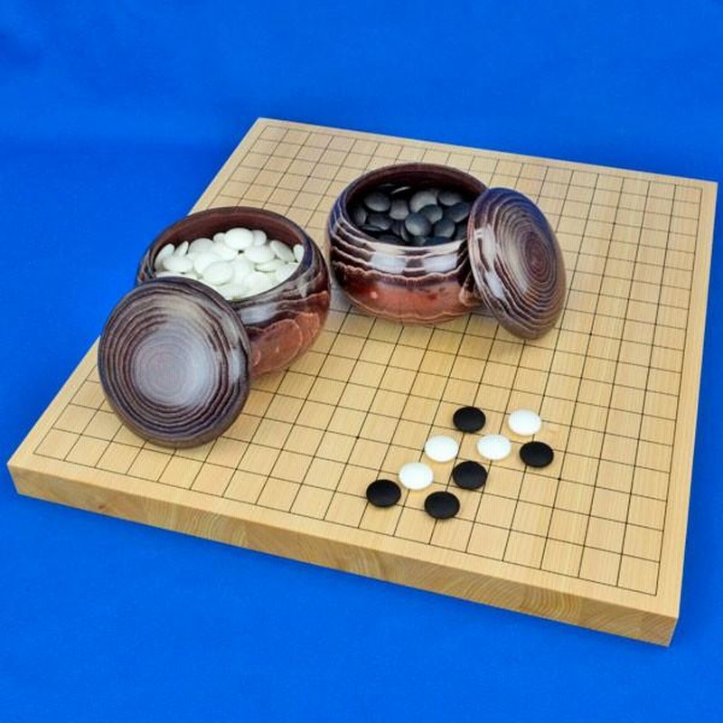 囲碁セット 将碁屋マット19路囲碁盤セット(ガラス碁石梅・プラ