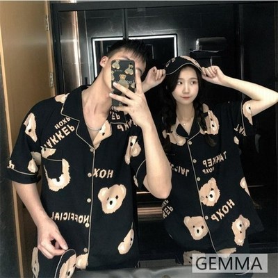 ペアルックルームウェア夏かわいい熊カップルパジャマペアパジャマプレゼント部屋着半袖パンツお揃いお祝い彼女彼氏夫婦記念日 通販 Lineポイント最大get Lineショッピング