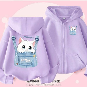 女童外套 秋冬外套2025女童學生開衫連帽外套新款洋氣休閒拉鍊上衣中大童兒童春秋款童裝