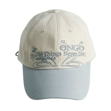 韓國 ONGO FLOWER KNOT CAP 花型綁帶棒球帽 灰藍ASHBLUE