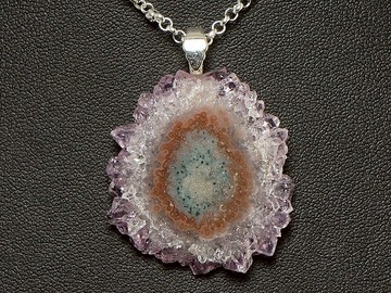 紫水晶鐘乳石切片 紫色 紫丁香 淡紫 薰衣草 晶洞 墜鍊