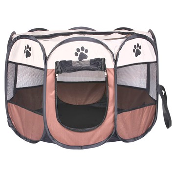 捷華 八角寵物籠 折疊32x43cm 重量0.76kg  小(73 x 73 x 43cm)  咖啡色+白色  1個