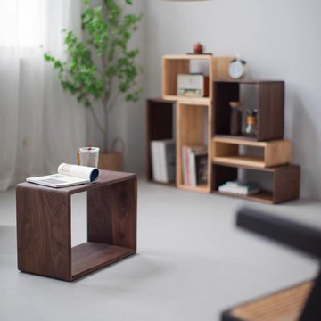 北美黑胡桃木置物架自由組合格子櫃客廳邊幾落地收納書架床頭櫃129-LPS 公司貨