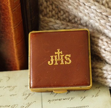 古董法國咖啡皮質金屬方塊小盒 展示盒 收納盒 W925