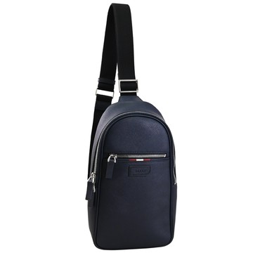 BALLY 6238427 PHIL 壓印LOGO防刮單肩後背/胸口包.深藍