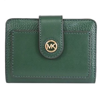 MICHAEL KORS CHARM 金屬MK LOGO釦式零錢短夾(綠)