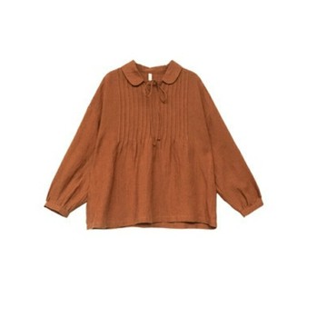 現貨+預購 襯衫長袖上衣-復古風琴褶寬鬆亞麻女裝74kc73【獨家進口】【米蘭精品】