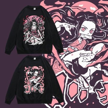 動漫卡通禰豆子鬼滅之刃春秋圓領無帽寬松衛衣男女同款長袖潮牌