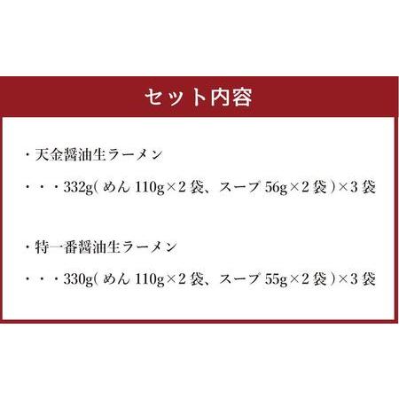 ふるさと納税 藤原製麺 製造　旭川ラーメン 醤油生ラーメンセット 天金醤油、特一番 )各2袋入り×3袋 北海道旭川市