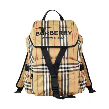 BURBERRY 巴寶莉  ICON STRIPE印花LOGO尼龍扣式後背包(小/米)