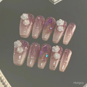 美甲穿戴甲新年ins 純慾風高級顯白指甲貼美甲貼中長款學生美甲片 ZMCO