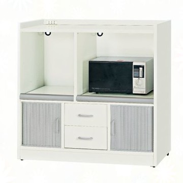 文創集-南亞塑鋼   艾格 南亞塑鋼3.7尺捲簾拉門雙拉盤二抽中高電器櫃/餐櫃/收納櫃-110x45x106cm免組