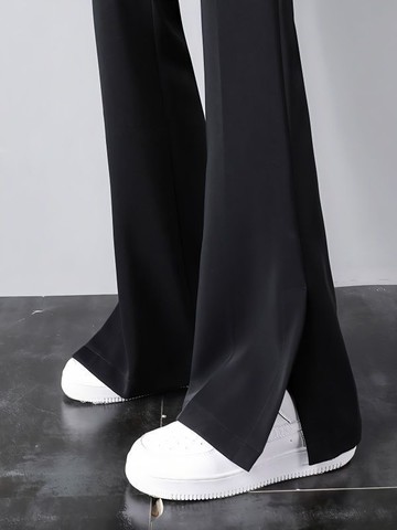 闊腿褲拖地褲微喇叭窄版垂感開叉西裝褲高腰長褲女春夏季