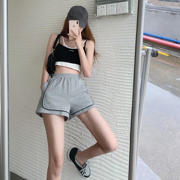 短褲顯瘦寬松闊腿褲百搭夏季高腰a字褲休閑運動褲女設計感熱褲潮