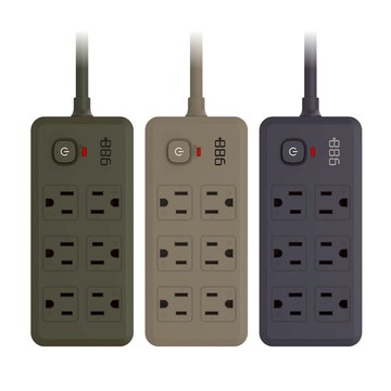 1開6插雙排過載保護延長線1.8米 V2 HPS2160 (3色可選) 奶茶棕