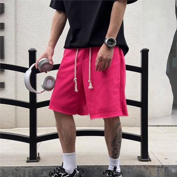 彩色短褲新款夏季男士重磅純棉美式高街韓版寬松休閑簡約百搭情侶