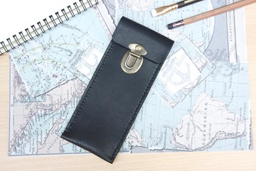 皮革筆袋  鋼筆   鋼筆筆袋  真皮  鉛筆盒 尊爵黑