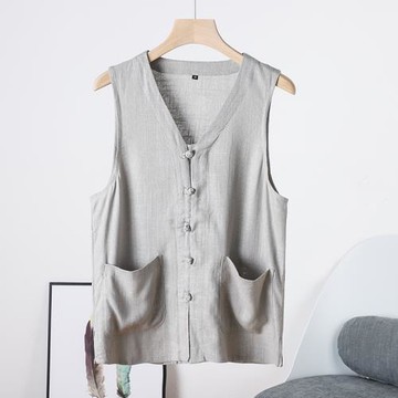 夏季薄款中老年馬甲男加肥加大亞麻背心爸爸裝棉麻坎肩中國風唐裝