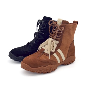 拳擊靴 短靴 馬丁靴 復古機能運動德訓綁帶靴馬汀靴拳擊靴 ROBINLO (SANYA 墨甜黑/焦糖奶霜)