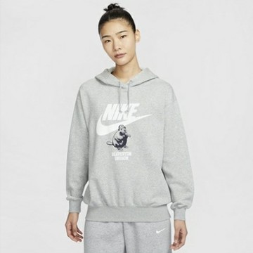 NIKE 長袖上衣 女 帽T AS W NSW ESSNTL FLC OS HD GCEL 灰 HV1745-063 (2S4074)