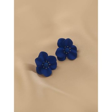 花跡克萊因藍色花朵耳釘女2025新款洋氣高端時尚耳飾小眾設計耳環