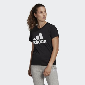 S.G ADIDAS ESSENTIALS GL0722 黑 短袖上衣 短T 高磅數 針織 大LOGO 女