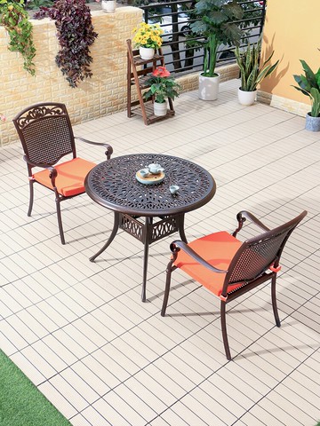 戶外陽臺鐵藝桌子庭院桌室外防曬防水別墅花園椅子鑄鋁桌椅三件套