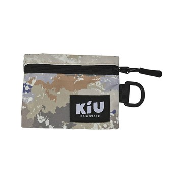 日本KIU 283-509 噴墨迷彩 防水卡包/零錢包 戶外活動必備~快速取物透明窗, D型環