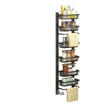 【居家生活Easy Buy】免打孔安裝壁掛式廚房瓶罐料理架-高度可調整6層款六層黑武士
