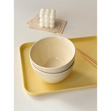 *穆尼*ins高顏值奶黃色飯碗酸奶燕麥水果碗早餐餐具家用陶瓷小碗