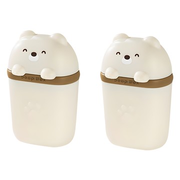 THE ZAKKA 便攜式小熊香皂盒  2個  白色