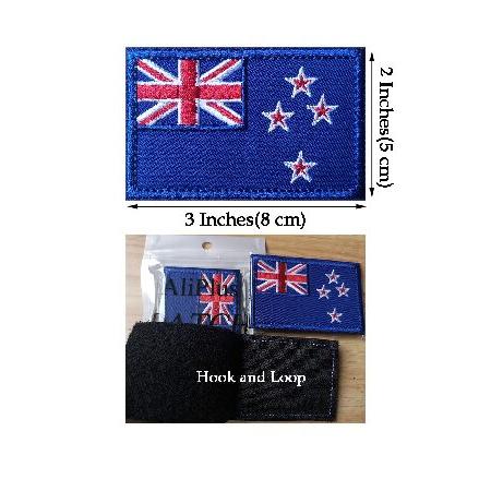 PCS AliPlus New Zealand Flag Patches Embroidered Tactical Military Morale Patch Applique Fastener Hook and Loop(Blue Border)