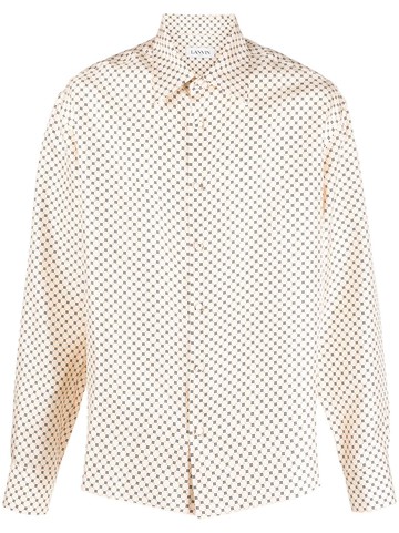 Lanvin - floral-print silk shirt - men - Silk - 41 - Neutrals