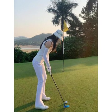 SG高爾夫褲子女夏季薄款高腰微喇褲純白修身顯腿直透氣加長運動褲