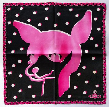 Vivienne Westwood 古董手帕 粉色斑比 圓點 21 x 21 英吋
