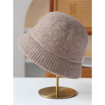 秋冬新款簡約設計純羊毛針織漁夫帽日系保暖盆帽顯臉小女秋冬百搭