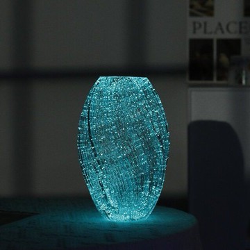 熱賣中夜光麥芽糖玻璃花瓶擺件客廳鮮幹花插花水養花瓶高級感傢居裝飾品