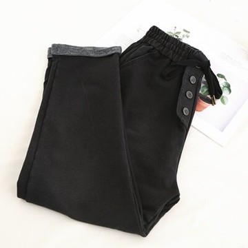 現貨+預購 休閒褲直筒長褲-鬆緊繫帶翻邊褲腳女褲子73tq12【獨家進口】【米蘭精品】