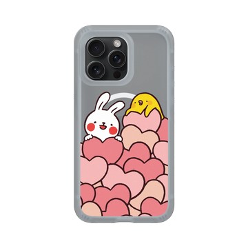 iPhone 15 Pro Max AirX 流變灰 - 懶散兔與啾先生 Lazy Rabbit and Mr.Chu - Hearts